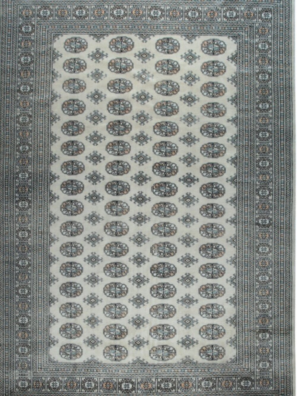 Beige Hand Knotted Wool Area Rug 4' x 6' Classical Motif Handmade